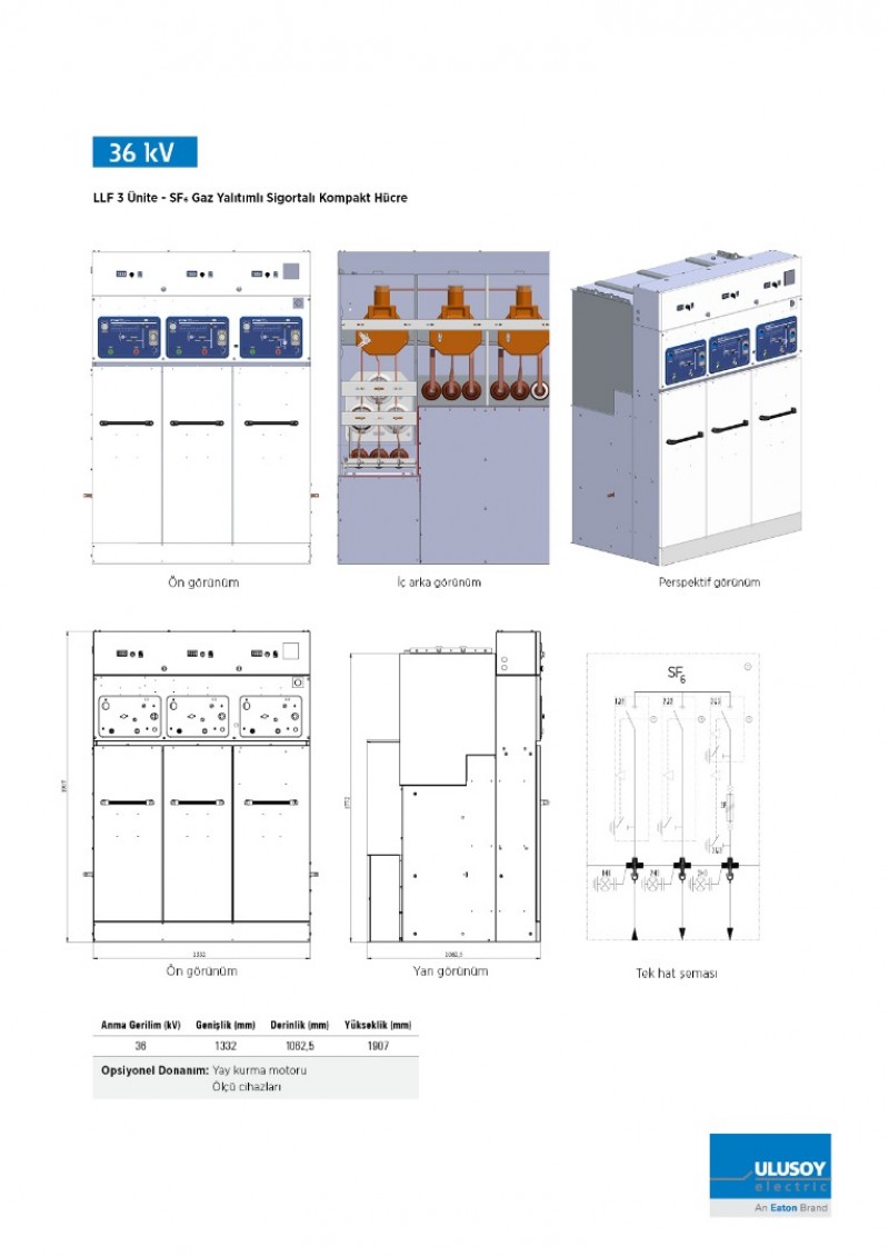 URING 36 LLF 3 Ünite SF6 gaz yalıtımlı sigortalı kompakt hücre
