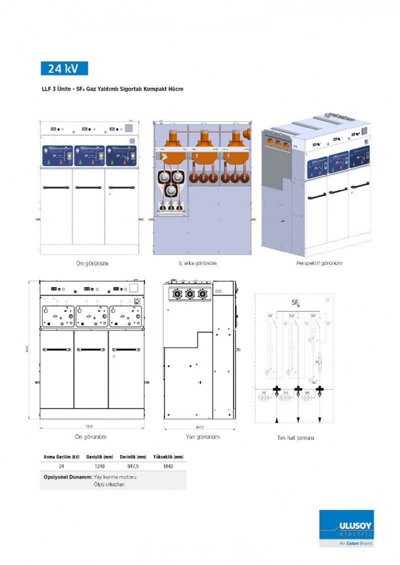 URING 24 LLF 3 Ünite SF6 gaz yalıtımlı sigortalı kompakt hücre