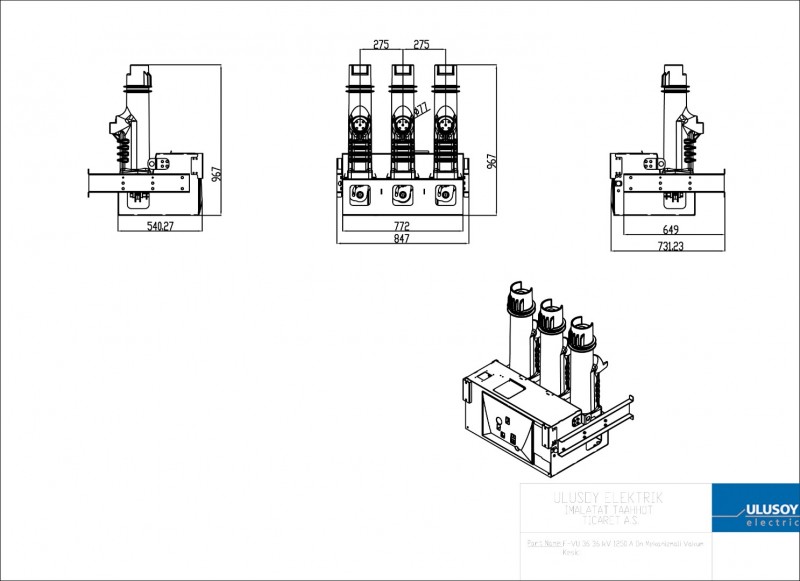 F-VU 36 36 kV 1250 A Ön Mekanizmalı Vakum