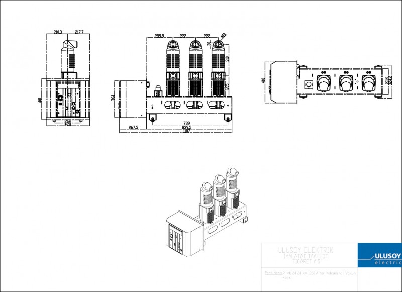 R-VU 24 24 kV 1250 A Yan Mekanizmalı Vakum