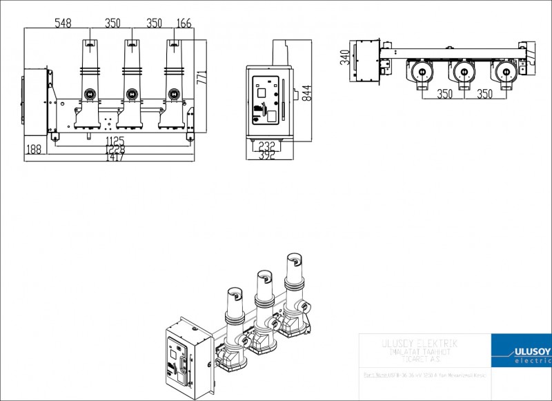 USFB-36 36 kV 1250 A Yan Mekanizmalı Kesici