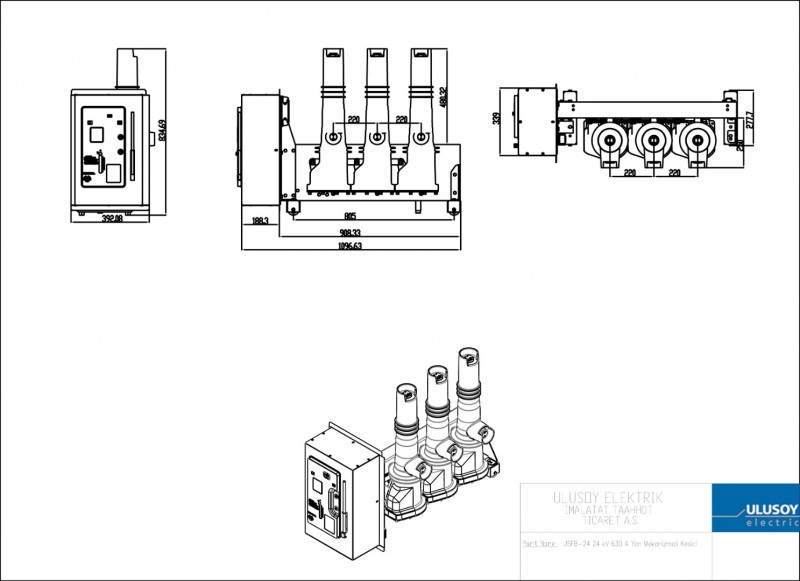 USFB-24 24 kV 630 A Yan Mekanizmalı Kesici