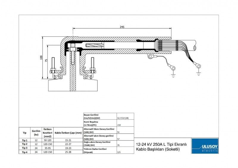 12-24kV 250A L Tipi Kablo Başlıkları (interface A)