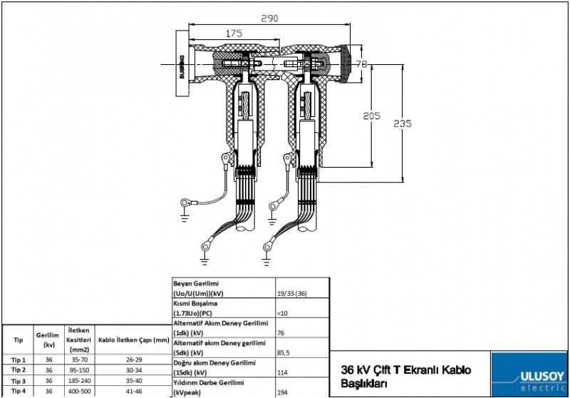 36kV Çift T Kablo Başlıkları