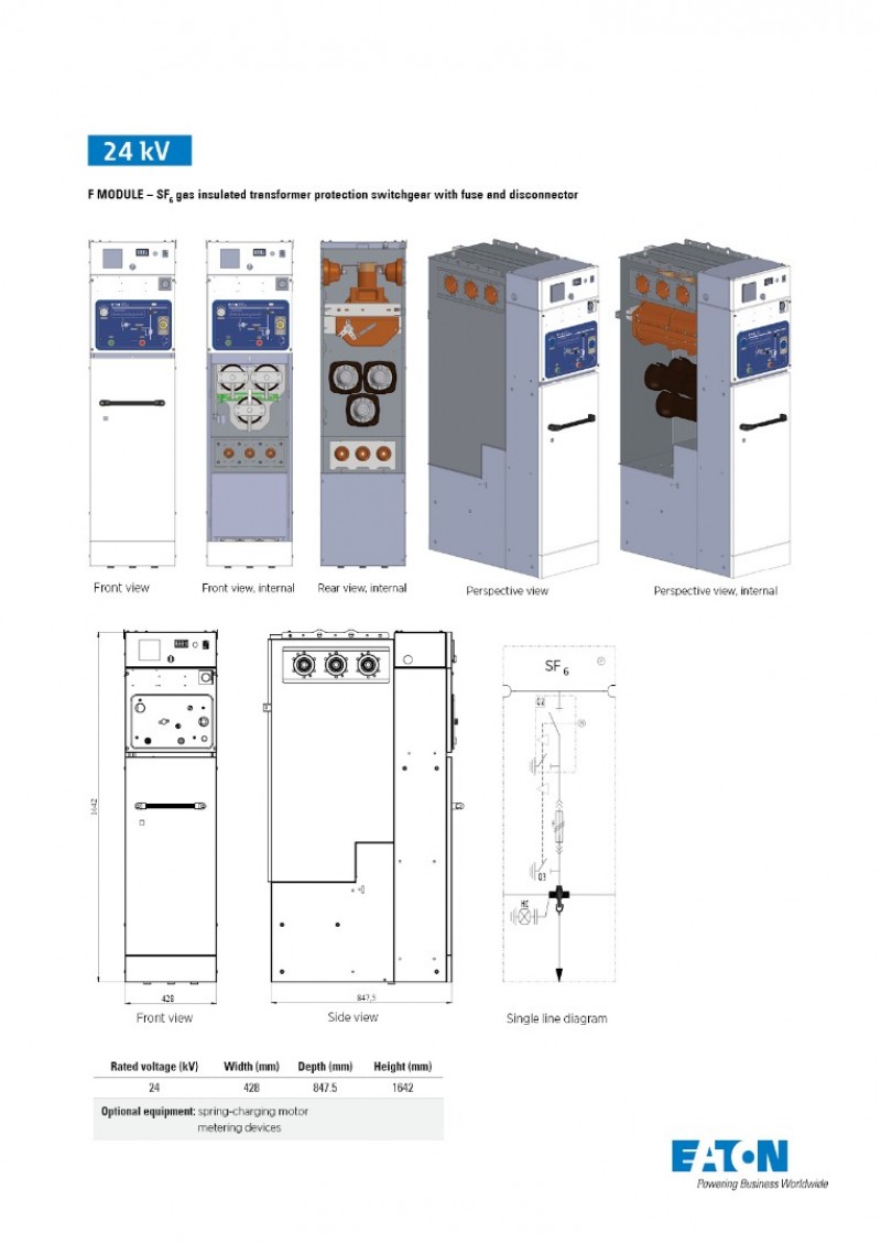 URING 24 F Module SF6 gas insulated transformer protection switchgear with fuse and disconnector