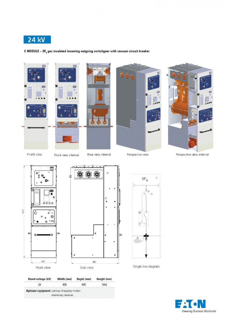 URING 24 C Module SF6 gas insulated incoming-outgoing switchgear with vacuum circuit breaker