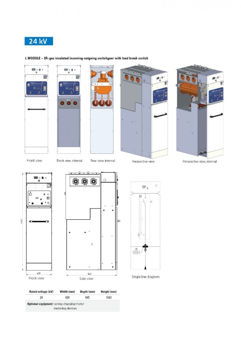 URING 24 L Module SF6 gas insulated incoming-outgoing switchgear with LBS