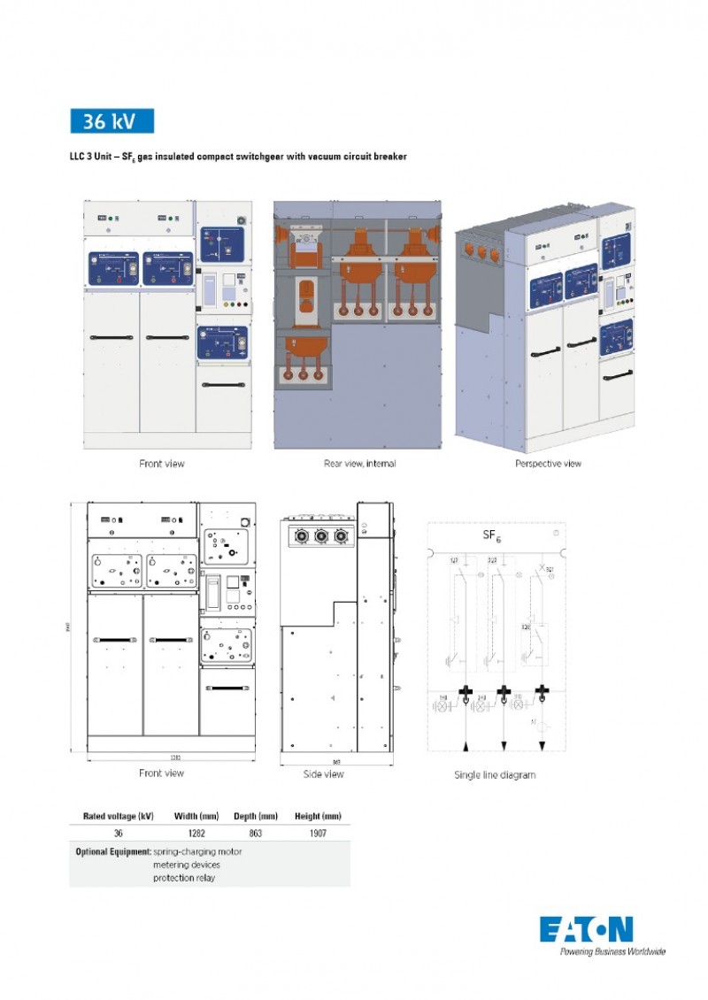 URING 36 LLC 3 Unit SF6 Gas Insulated Compact Switchgear With Vacuum Circuit Breaker