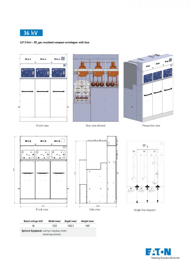 URING 36 LLF 3 Unit SF6 gas insulated compact switchgear with fuse