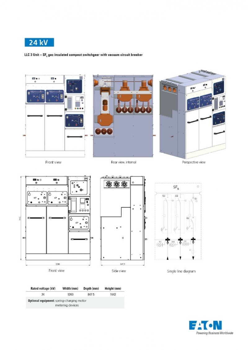 URING 24 LLC 3 Unit SF6 gas insulated compact switchgear with vacuum circuit breaker