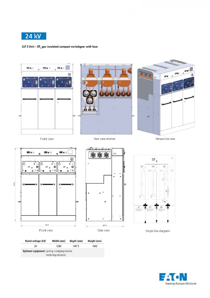 URING 24 LLF 3 Unit SF6 gas insulated compact switchgear with fuse