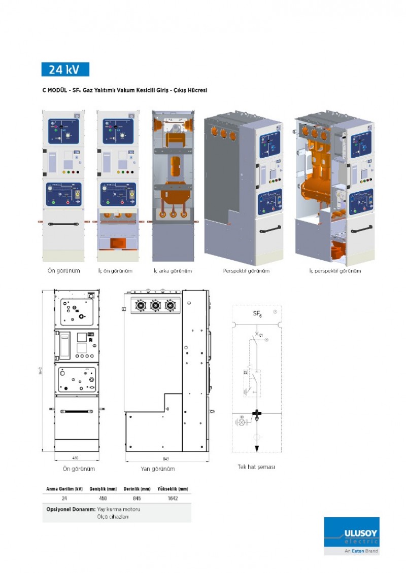URING 24 C Modül SF6 gaz yalıtımlı vakum kesicili giriş-çıkış hücresi